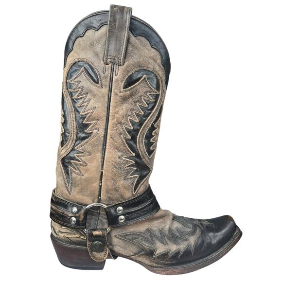 Stetson Men’s Brown Leather Inlay Snip Toe Harness Cowboy Boot Size US 9.5 D - Picture 1 of 10